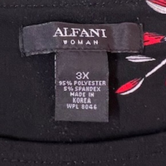 Alfani Womens Floral Tunic, Asymmetric Hem, Scoop Neck, 3/4 Sleeves, Size 3X - Picture 2 of 5